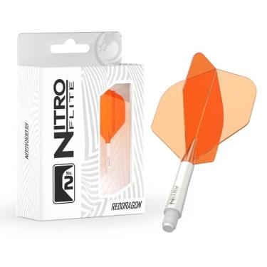 Imagem de RED DRAGON Dardos – Sistema integrado de voo e eixo Nitro Flite – Formato e design nº 2 – Cor laranja e branco, comprimento intermediário