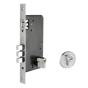 Imagem de Fechadura Rolete 03 Pinos Redonda Escovada Ci 9cm Multiponto - Fortezz