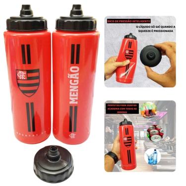 Imagem de Kit 3un Squeeze 950ml Garrafa Bico Pressão Vermelha Time Clube Flamengo Oficial-Unissex