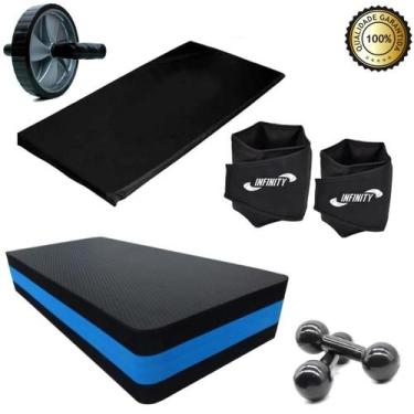 Imagem de Kit Caneleira 4 Kg+Step + Halter 3K+Colchonete+Roda - Infinity