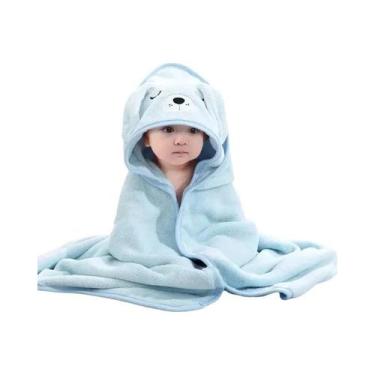 Imagem de Roupão De Banho De Coral Fleece Para Bebês Meninos E Meninas Com Capuz