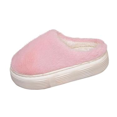 Imagem de Pantufas femininas casuais e versáteis para uso interno com sola confortável para outono e inverno, rosa, 35