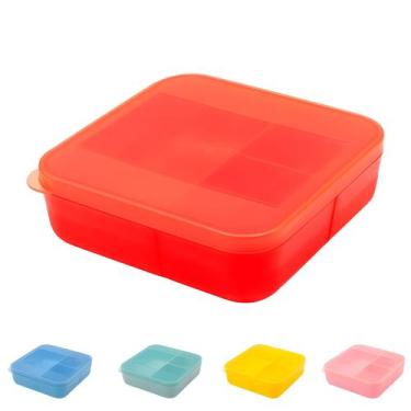 Imagem de Pote Marmita Miami DUP 700ml 3 Divisórias Tampa Hermética Micro-Ondas 