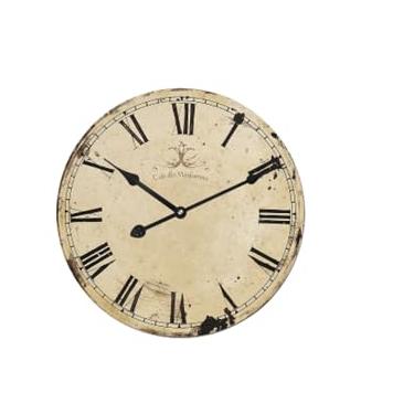 Imagem de MODE HOME Relógio de parede amarelo vintage de 61 cm, mostrador numeral romano, sem tique-taque, relógio redondo decorativo para sala de estar, cozinha, escritório