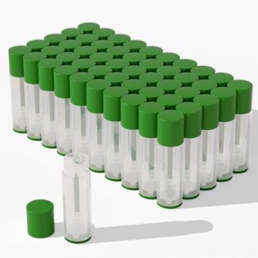 Imagem de Zenihol Tubos de recipiente de protetor labial, 5,5 ml, transparente com tampas coloridas, pacote com 50 (tampa verde)
