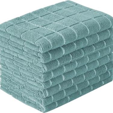 Imagem de Toalhas de cozinha de microfibra e panos de limpeza, pacote com 4 - ultra macio, super absorvente, sem fiapos - panos de prato padrão de treliça, 30 x 30 cm (verde)