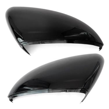 Imagem de Esttlamer Par de capa de espelho lateral esquerdo e direito compatível com Volkswagen Jetta 2019 2020 2021 2022 2023 2024 2025 porta externa retrovisor capas de reposição sem seta, preto brilhante