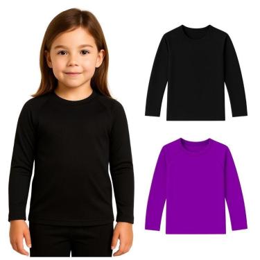 Imagem de Kit 2 Camisetas Manga Longa Infantil Menina Proteção Solar-Feminino