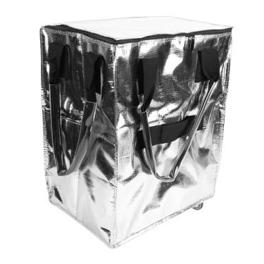 Imagem de Depisuta Sacola de Compras Reutilizável sobre Rodas, Carrinho de Compras Dobrável Com Alças, Saco Rolante Portátil Pequeno Carrinho de Com Rodas, Utilitário para Viagens (Prata)