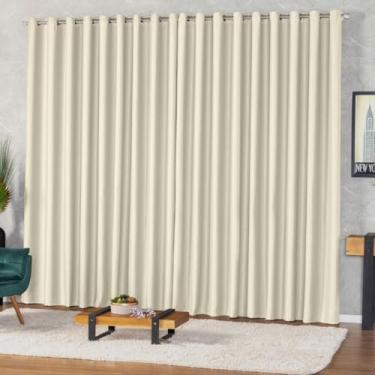 Imagem de Cortina Blecaute Blackout para Sala e Quarto - Tecido Funcional que Corta Luz, Ideal para Privacidade e Repouso Doméstico (PALHA,3,00m x 2,80m)