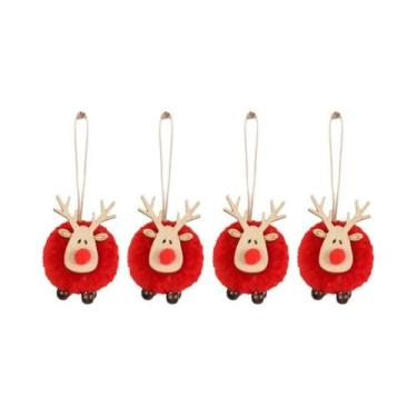 Imagem de Enfeites De Natal Em Feltro De Cervo Fofo 4PCS Decorações Para Festas 