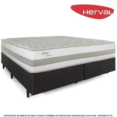 Imagem de Cama Box Queen, Molas Ensacadas Herval Basel, 73x158x198 cm, Marrom