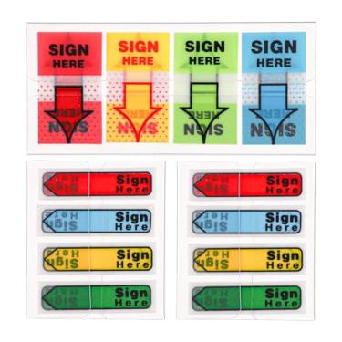 Imagem de 600 peças/6 pacotes com abas para assinar aqui, etiquetas de seta, adesivos assinar aqui, abas adesivas de assinatura, etiquetas adesivas de postagem para documentos, cadernos, casa, escritório