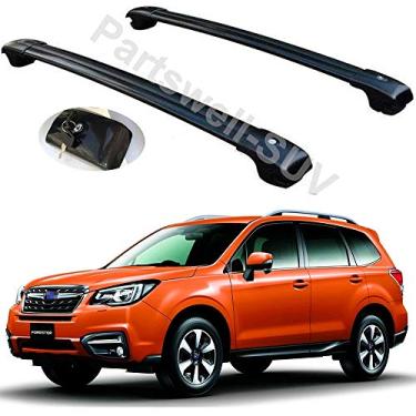 Imagem de YiXi-Partswell 2 peças de rack de teto travável barras transversais bagageiro alumínio adequado para Subaru Forester 2014-2018 - preto