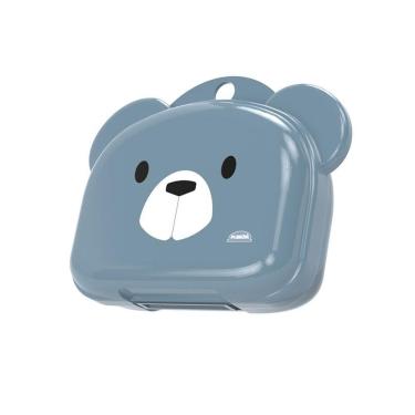 Imagem de Saboneteira Pia Plastico   Menino   Urso Azul Tampa 11X9X3,5