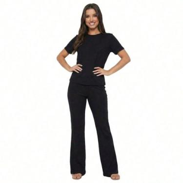 Imagem de Conjunto Moletinho Calça Larga Pantalona Premium Viagem Eventos Confor