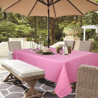 Imagem de youngseahome Toalha de mesa para uso ao ar livre, sem rugas, resistente a manchas, impermeável, capa de mesa com zíper para guarda-chuva, para piquenique/festa/jantar/jardim (152 × 213 cm, zíper, rosa