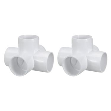 Imagem de Kozelo Pacote com 2 encaixes de tubulação de cotovelo de PVC SCH40 de 3,8 cm, encaixe cruzado de saída lateral de canto de cotovelo de PVC de 5 vias, conectores de tubo de grau de móveis para projeto