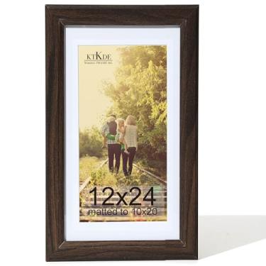 Imagem de KTKDE Moldura de 30 x 61 cm, moldura para pôster, imagens 25 x 50 com tapete ou 30 x 60 sem, vidro temperado, 61 x 30 cm, moldura de madeira de nogueira, porta-fotos, melhor presente