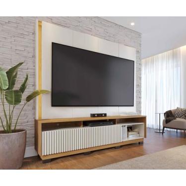 Imagem de Estante Home Theater Ambiente Jordão Com Pés Off White Freijó - Colibr