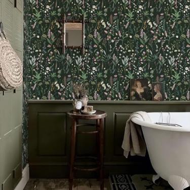 Imagem de JiffDiff Papel de parede floral colorido margarida fazenda silvestre floarl em papel de parede 200 cm x 43,9 cm papel de parede autoadesivo para quarto, armário e sala de estar