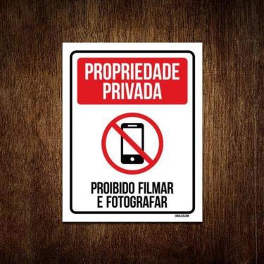 Imagem de Kit 3 Placas Propriedade Privada Proibido Filmar Fotografar