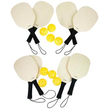 Imagem de Aoneky Conjunto de raquete de pickleball de madeira para ambientes internos ou externos (conjunto de 8 raquetes)