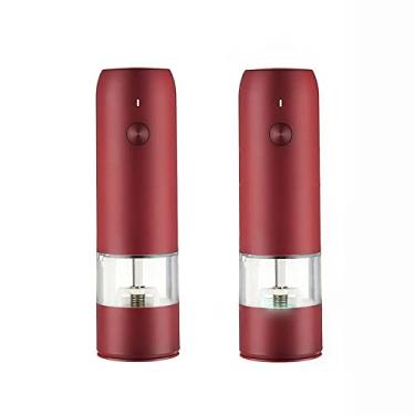 Imagem de Conjunto de moedor elétrico de sal e pimenta - recarregável por USB, conjunto de moedor automático de pimenta e sal recarregável, grossura ajustável, operação com uma mão (pacote com 2) (cor: preto)