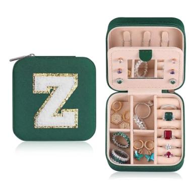 Imagem de ETHOON Estojo de viagem pequeno organizador de meias presentes personalizados acessórios de joias para adolescentes presente de Natal para mulheres verde, letra Z