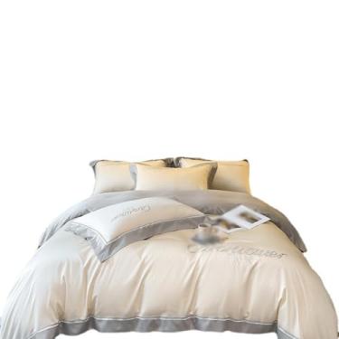 Imagem de THJKUPO Conjunto de quatro peças de capa de edredom de algodão de fibra longa, lençol de cama (200 x 230 cm)