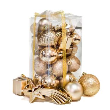 Imagem de Bolas De Natal 26Un Mista Estrela Cadente Presente - Dourado