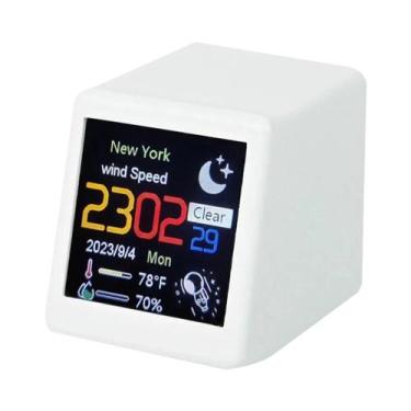 Imagem de Mini Estação Meteorológica Inteligente WiFi Com Relógio, Decoração De 