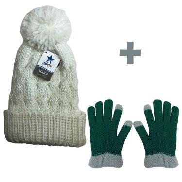 Imagem de Kit Luva Frio Quentinha Touch Screen E Touca Inverno Tricôt