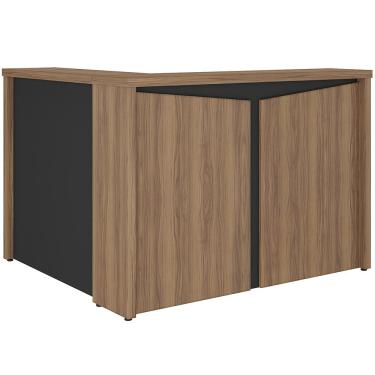 Imagem de Balcão de Atendimento Para Recepção em L Unik A02 Nogal Preto - Lyam Decor