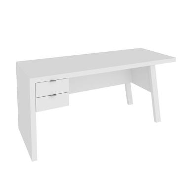 Imagem de Mesa Com 2 Gavetas Para Escritório Home Office Mdp Branco