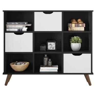 Imagem de Nicho Organizador Retrô 3 Gavetas Preto Branco - Qmovi