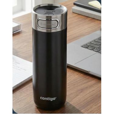 Imagem de Copo Térmico Contigo Luxe Autoseal 473 ml Inox Preto Antivazamento Ved