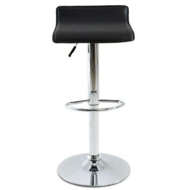 Imagem de Kit 4 Banquetas Giratória Belo Horizonte Wave Rivatti Assento Estofado Em Pvc Preto Base Aço Cromado