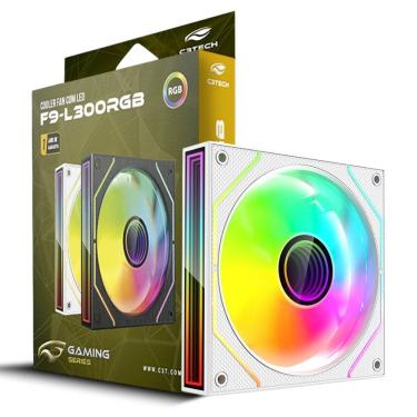 Imagem de Cooler Fan F9-L300WH C3Tech RGB 120?mm LED RGB Espelho Infinito, Moldura Slim, Molex 4-Pinos - Branco