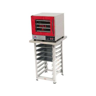 Imagem de Kit - Forno Turbo Prp-004 Plus Digital 220v Vermelho + Bancada Mes-004 + 4 Assadeiras - Progás 220v