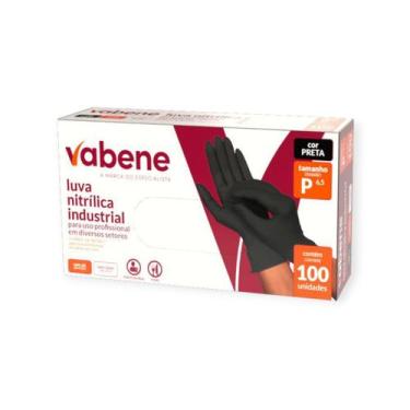 Imagem de Luva nitrilica protecao industrial preta p 100un - VABENE