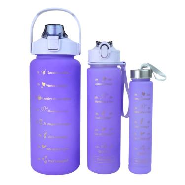 Imagem de Kit 3 Garrafas De Plástico Motivacional 2000Ml 700Ml 300Ml 