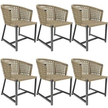 Imagem de Kit 06 Cadeirass Para Área Gourmet Cozinha Belize D04 Bege - LYAM DECO