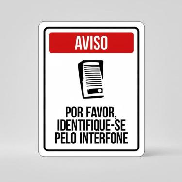 Imagem de Placa Acm Aviso Por Favor Identifique-Se Interfone 18X23