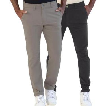 Imagem de Kit 2 Calças Masculina Sarja Elastano Bolso Faca Pro Premium - History