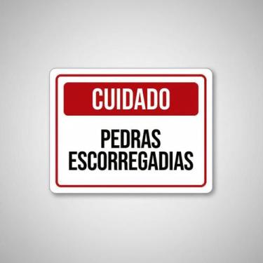 Imagem de Placa Acm Cuidado Pedras Ecorregadias 18X23 - Sinalizo