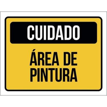 Imagem de Kit 10 Placa Acm Cuidado Área De Pintura 18X23 - Sinalizo