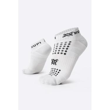 Imagem de Meia para Corrida Hupi Running Pro Branco Curta 1 Par, Cor: Branco/Preto, Tamanho: Único 36-42