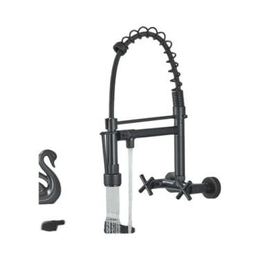 Imagem de Torneira De Cozinha Cromada De Alta Pressão Montada Na Parede Com Dois