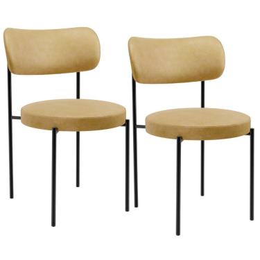 Imagem de Kit 02 Cadeiras Estofadas Para Sala De Jantar Louise L02 Couríssimo Fend - Lyam Decor